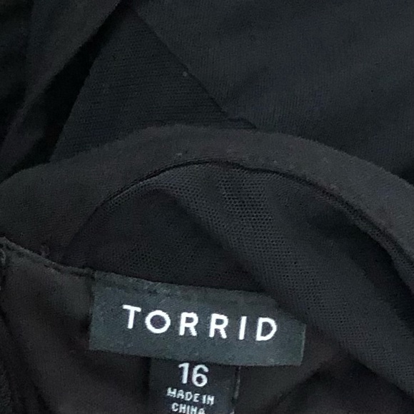 Torrid Black Plush Mesh Inset Sweetheart Swing Dress Sz 16 - Picture 9 of 12